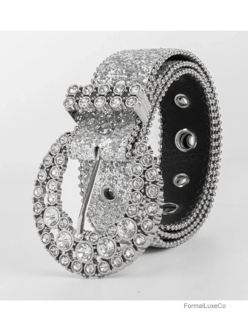 Rhinestone Western Belt - Bling Cowboy Belt - Sparkly Diamond Buckle PU Leather